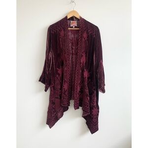 Johnny Was Red Velvet Kimono
